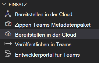 Screenshot, der zeigt, wo die Bereitstellung in der Cloud ausgewählt werden soll.