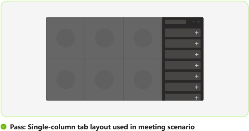 Die Grafik zeigt ein Beispiel für ein spaltenbasiertes Layout für das Dialogfeld in besprechungsinternen Besprechungen.