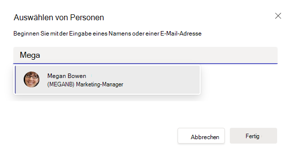 Screenshot: Personen Auswahl nach Name auf dem Desktop
