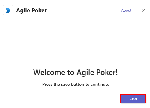 Screenshot: Option zum Speichern von Agile Poker