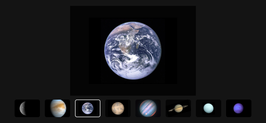 Der Screenshot zeigt ein Beispiel für den Live Share-Zustand, um zu synchronisieren, welcher Planet im Sonnensystem der Besprechung aktiv präsentiert wird.