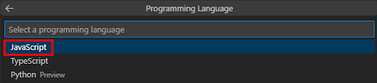 Screenshot: Option zum Auswählen der Programmiersprache