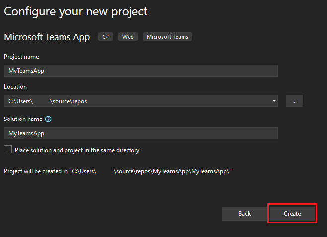 Screenshot: Konfigurieren des Projektnamens Ihrer Anwendung