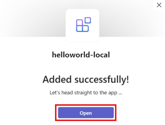 Screenshot des Bereichsauswahldialogfelds zum Öffnen der App im persönlichen Bereich.
