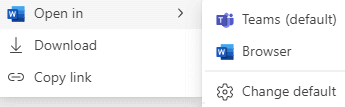 Screenshot: Öffnen eines Word-Dokuments ohne die Option Word Desktop-App