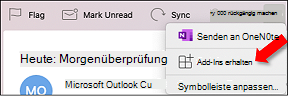 Outlook für Mac zeigt auf die Schaltfläche Add-Ins abrufen aus der Schaltfläche mit den Auslassungspunkten.