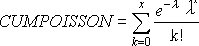 Screenshot, der die kumulative Poisson-Formel zeigt.