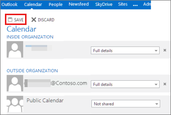 Freigeben von Kalendern und Kontakten in Microsoft 365 Outlook