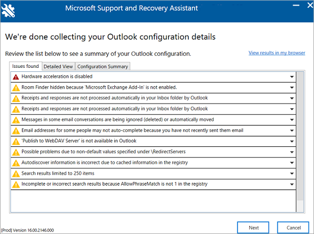 Scannen mit dem Microsoft Support- und Wiederherstellungs-Assistenten -  Outlook | Microsoft Learn