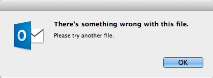 Screenshot: Fehler Bei dieser Datei ist ein Fehler aufgetreten.