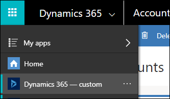 Öffnen Sie die angepasste Dynamics 365-App.