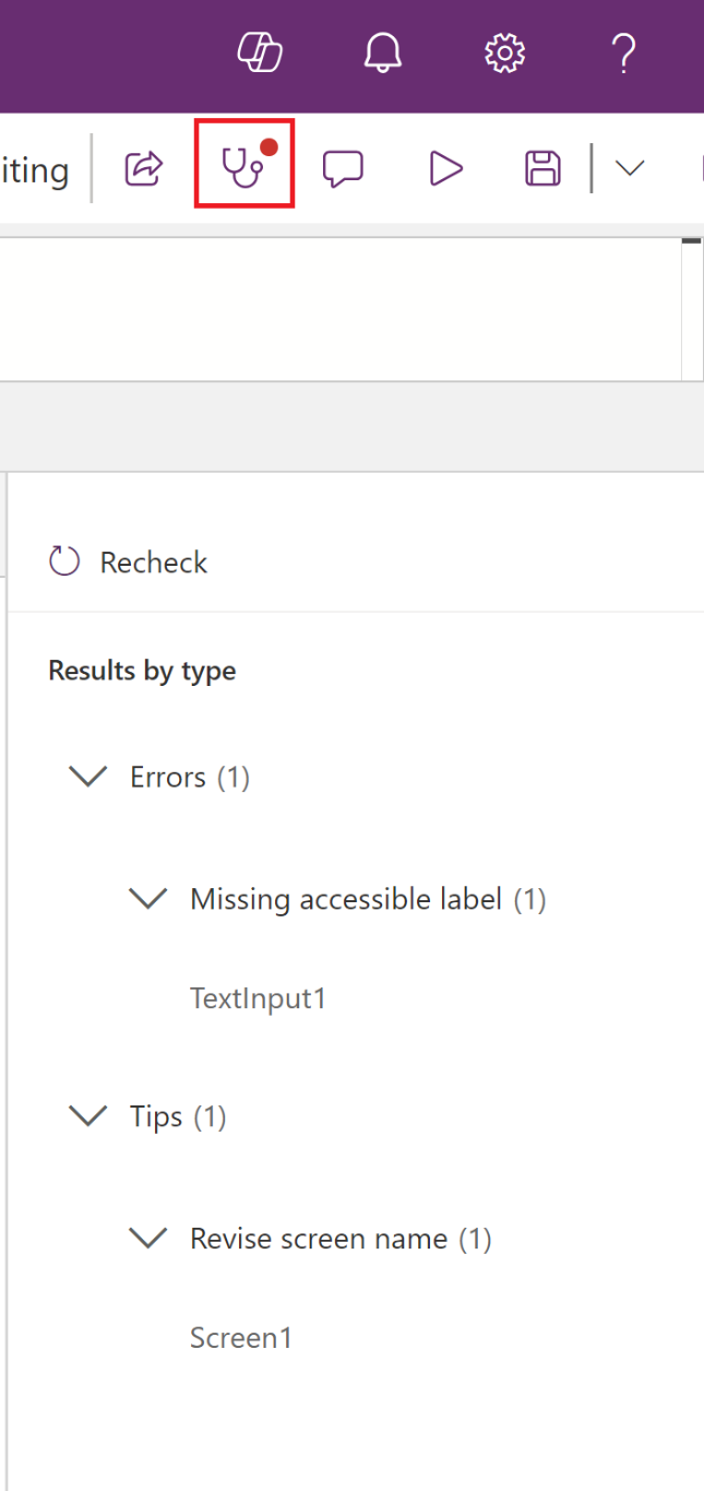 Screenshot von Power Apps mit hervorgehobenem Symbol 