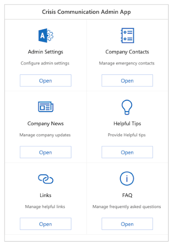 Screenshot der App „Crisis Communication Admin“