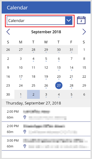 Der Bildschirm „Kalender“ ist nach dem Ladevorgang abgeschlossen.