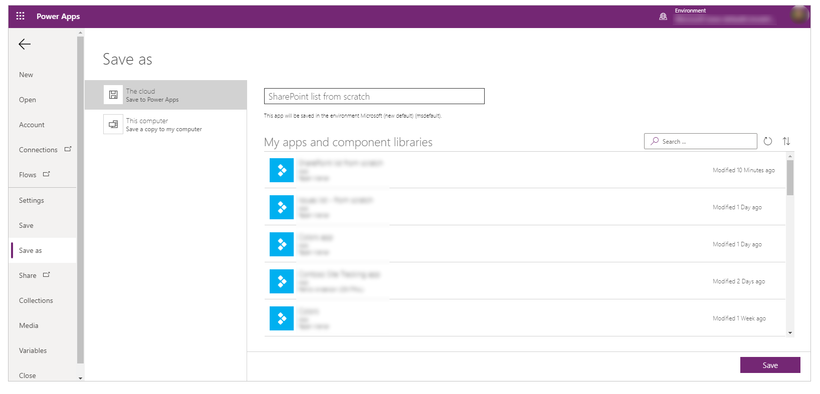 App speichern Speichern Sie die App.