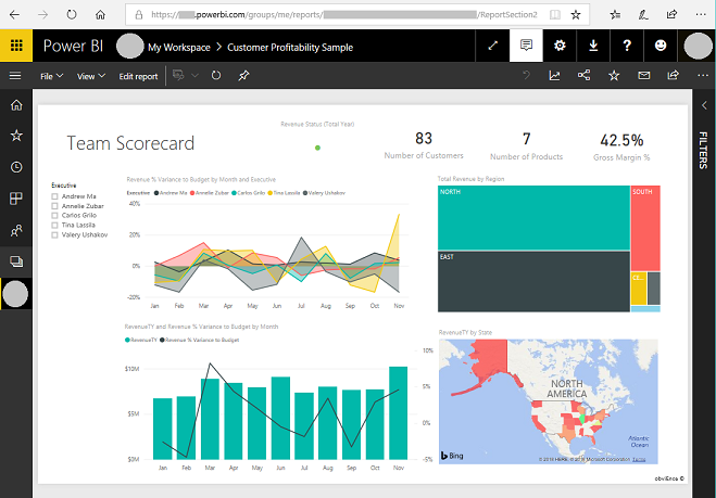 Pfad eines Power BI-Dashboards