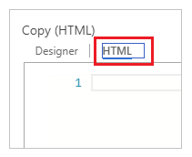 Die Registerkarte HTML auswählen