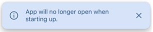 Screenshot einer Meldung, die bestätigt, dass die App beim Starten nicht mehr geöffnet wird.