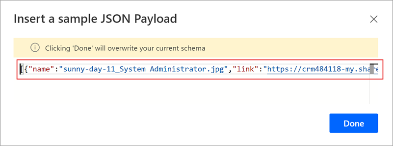 Screenshot einer Beispiel-JSON-Payload.
