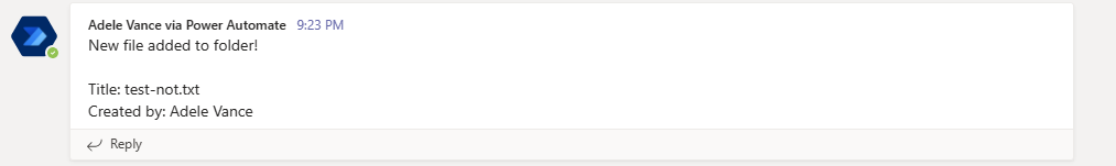 Nachricht in Teams vom Flow-Bot