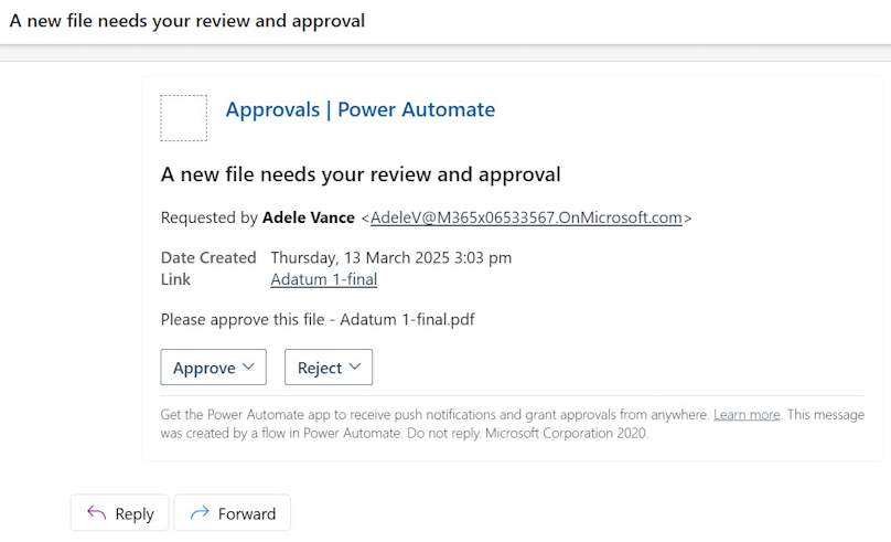 Genehmigungs-E-Mail.