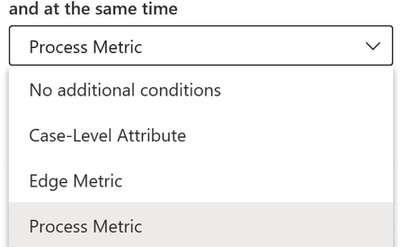 Screenshot der Auswahl von Attributen auf Case-Ebene/Edge-Metrik/Prozess-Metrik.
