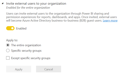 Screenshot zeigt die Einstellung „Externe Benutzer in Ihre Organisation einladen“.