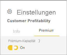 Screenshot der Premium-Kapazität an.