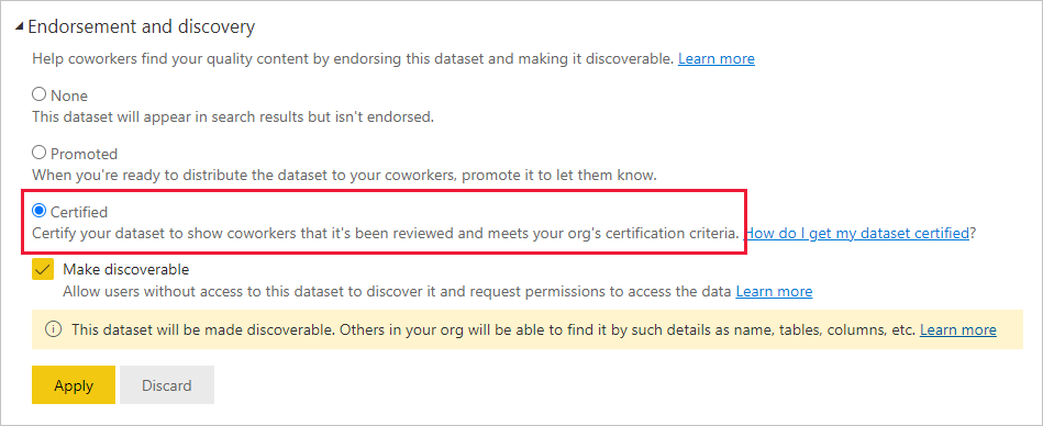 Screen shot of certify content button.