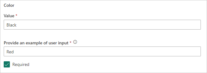 Screenshot eines Parameterwerts, der für den Benutzer erforderlich ist.
