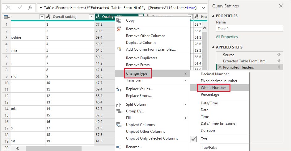 Change data type to Whole Number