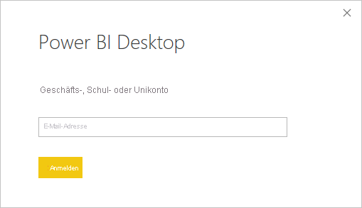 Screenshot: Anmeldung bei Power BI Desktop.