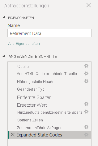 Screenshot of Power Query Editor with the Query Settings pane and Applied steps list.