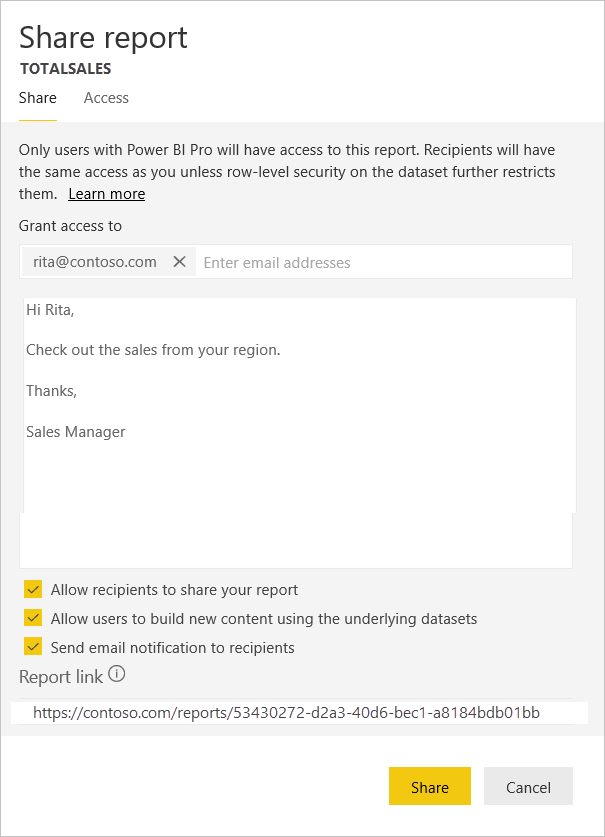 Freigeben eines Power BI-Dashboards