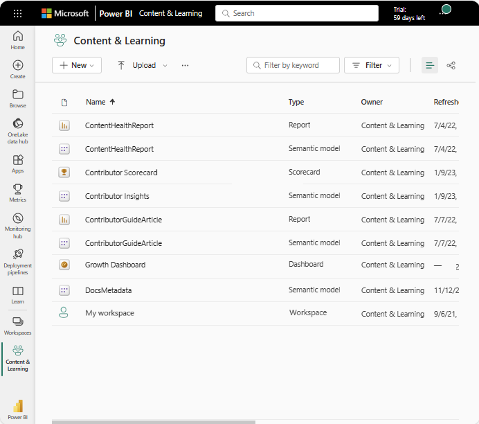 A screenshot showing the Events workspace.
