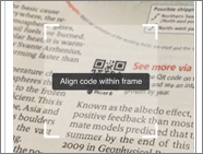 Screenshot of a news print, showing the scanner pointing to a Power BI QR code.