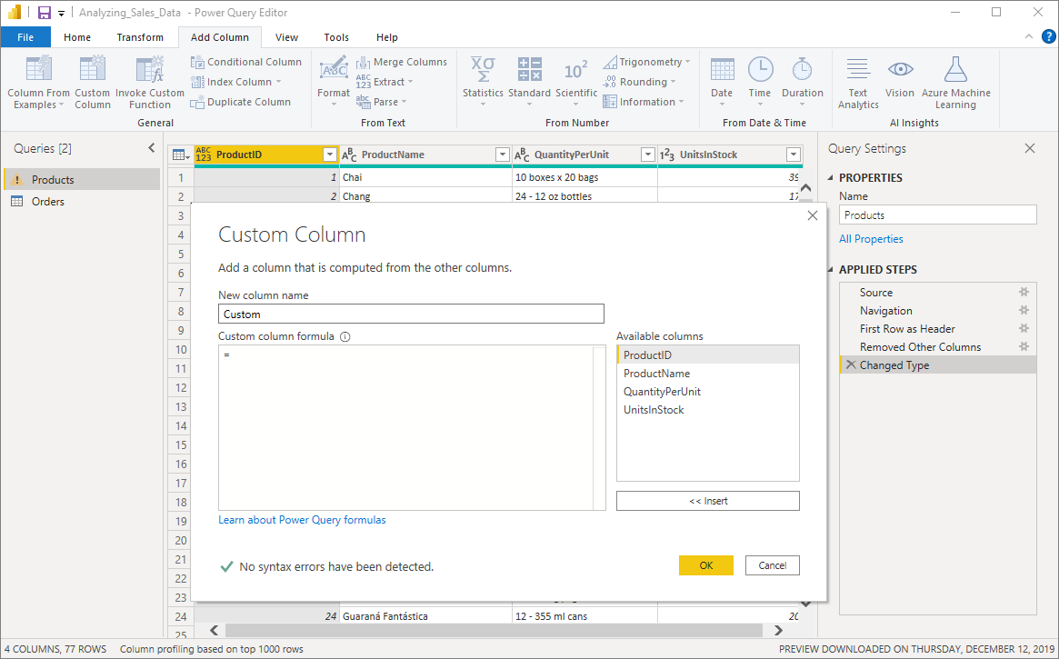 Hinzuf gen Einer Benutzerdefinierten Spalte In Power BI Desktop Power BI Microsoft Learn