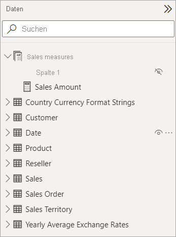 Screenshot: Spalte1 in der Sales-Measure-Gruppe.