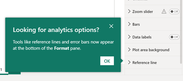 Screenshot showing analytics pane help.