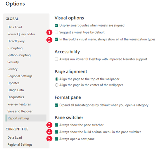 Screenshot showing on-object report settings.