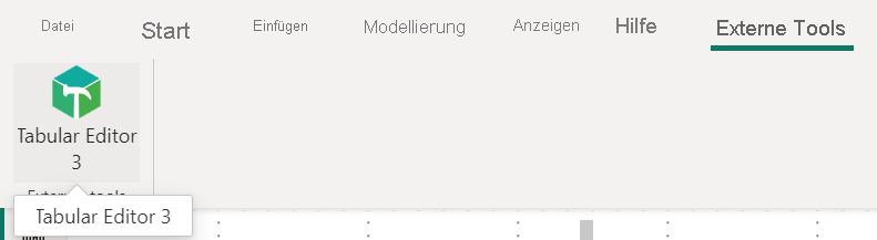Screenshot of the Tabular Editor in the External Tools ribbon.