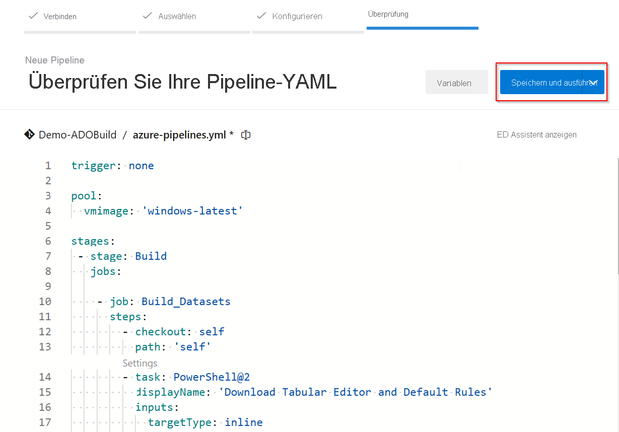 Screenshot of a review of the YAML code.