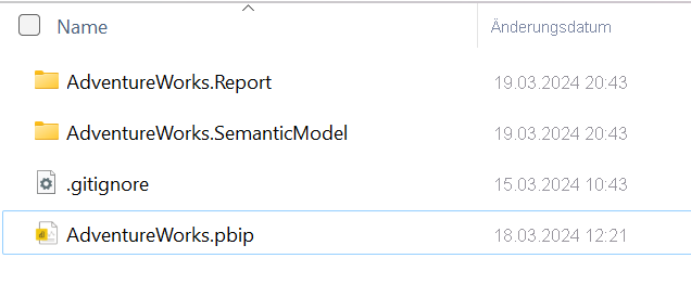 Screenshot mit Power BI-Projektdateien