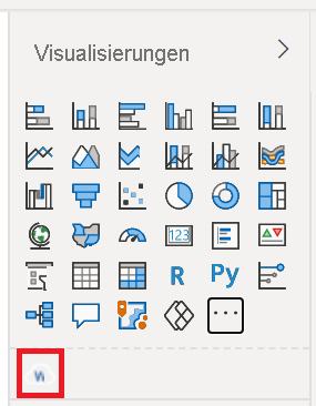 Screenshot of the Power BI Visualizations pane, which shows the new imported visuals.