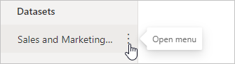 Screenshot showing the more options menu in the workspace.