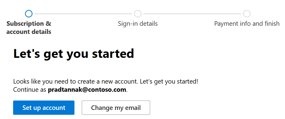 Screenshot: Meldung, dass die E-Mail-Adresse nicht funktioniert. Die Option „Konto einrichten“ ist hervorgehoben.