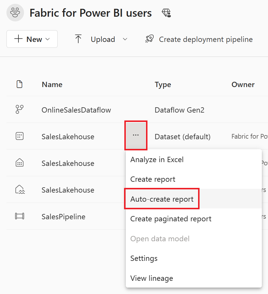 Screenshot der Option „Bericht automatisch erstellen“ in einem Arbeitsbereich.