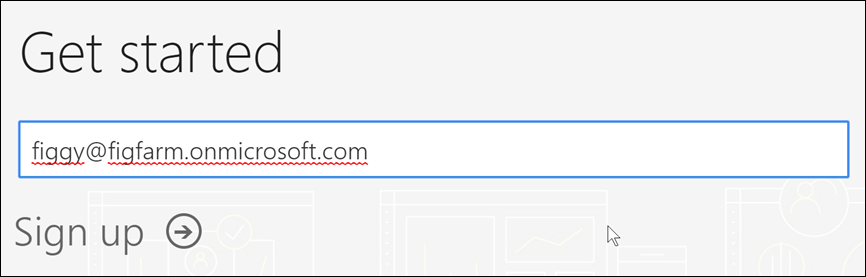Screenshot des Power BI-Diensts mit einer Aufforderung zur Eingabe einer neuen E-Mail-Adresse.
