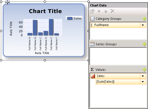 Screenshot des Hinzufügens von Daten in einem Diagramm