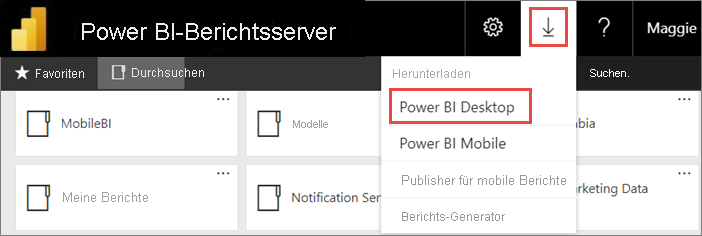 Power BI Desktop aus dem Webportal herunterladen